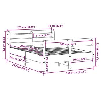 Massivholzbett ohne Matratze 160x200 cm Kiefernholz