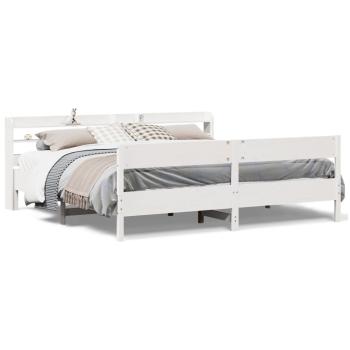 Massivholzbett ohne Matratze Weiß 200x200 cm Kiefernholz