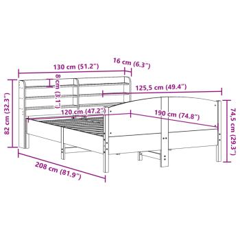 Massivholzbett ohne Matratze Wachsbraun 120x190 cm Kiefernholz