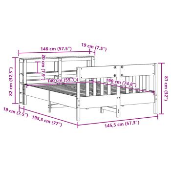 Massivholzbett ohne Matratze Wachsbraun 140x190 cm Kiefernholz