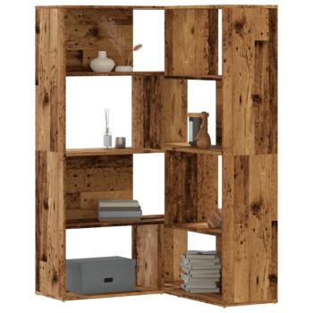 ARDEBO.de - Eck-Bücherregal 4 Etagen Antikholz 85x85x140 cm Holzwerkstoff