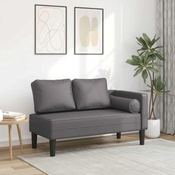 ARDEBO.de - Chaiselongue mit Kissen Grau Kunstleder