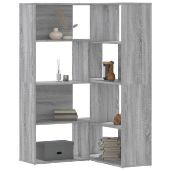 ARDEBO.de - Eck-Bücherregal 4 Etagen Grau Sonoma 85x85x140 cm Holzwerkstoff