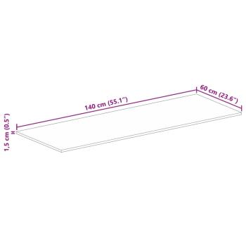 Tischplatte 140x60x1,5 cm Rechteckig Raues Massivholz Mango