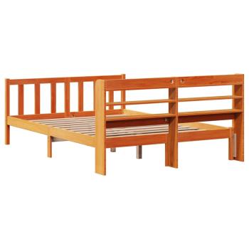 Bettgestell mit Kopfteil ohne Matratze Wachsbraun 140x190 cm