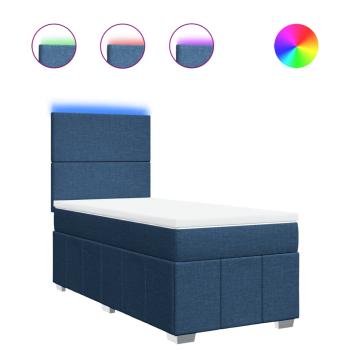 Boxspringbett mit Matratze Blau 100x200 cm Stoff