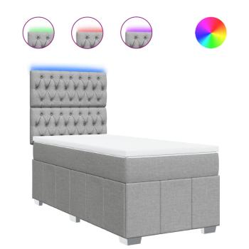 ARDEBO.de - Boxspringbett mit Matratze Hellgrau 100x200 cm Stoff