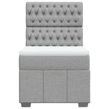 Boxspringbett mit Matratze Hellgrau 100x200 cm Stoff