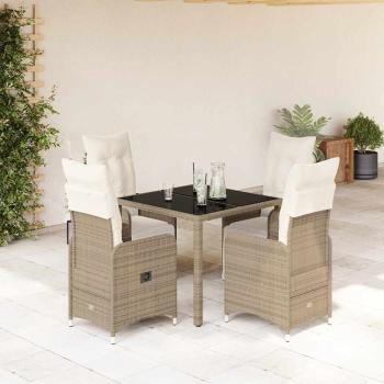 ARDEBO.de - 5-tlg. Garten-Bistro-Set mit Kissen Braun Poly Rattan