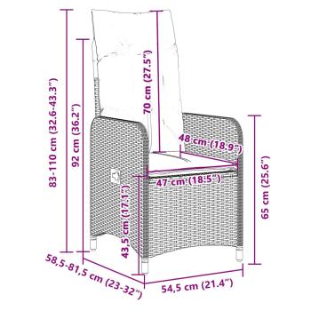 9-tlg. Garten-Bistro-Set mit Kissen Schwarz Poly Rattan