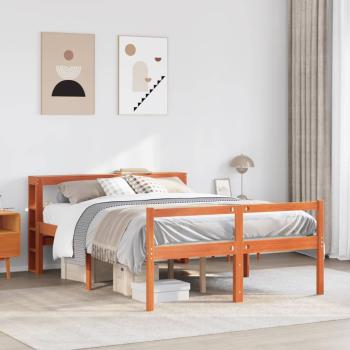 ARDEBO.de - Bettgestell mit Kopfteil ohne Matratze Wachsbraun 150x200 cm