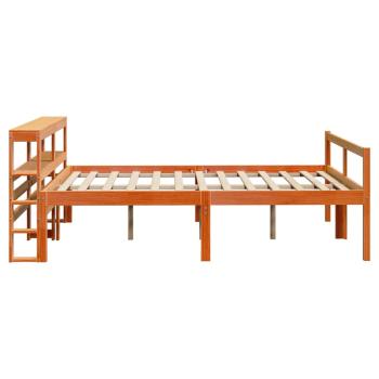 Bettgestell mit Kopfteil ohne Matratze Wachsbraun 135x190 cm