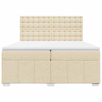 Boxspringbett mit Matratze Creme 200x200 cm Stoff