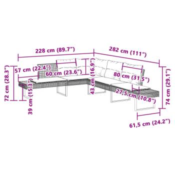 2-tlg. Garten-Sofagarnitur mit Kissen Schwarz Poly Rattan