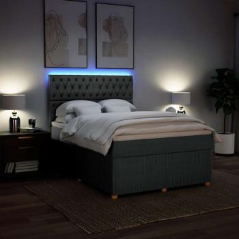 Boxspringbett mit Matratze Dunkelgrau 140x190 cm Stoff