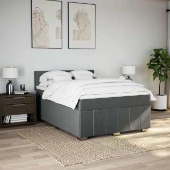 ARDEBO.de - Boxspringbett mit Matratze Dunkelgrau 140x190 cm Stoff