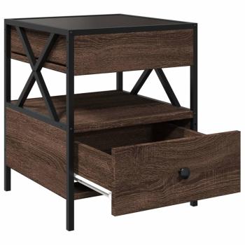 Nachttisch mit Infinity-LED Braun Eichen-Optik 40x40x51 cm