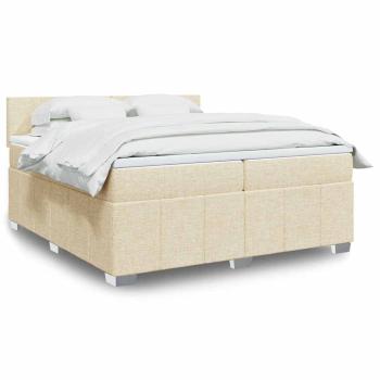ARDEBO.de - Boxspringbett mit Matratze Creme 200x200 cm Stoff