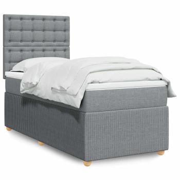 ARDEBO.de - Boxspringbett mit Matratze Hellgrau 80x200 cm Stoff
