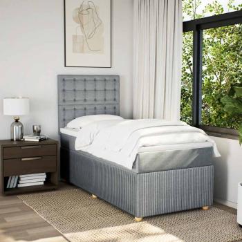 Boxspringbett mit Matratze Hellgrau 80x200 cm Stoff