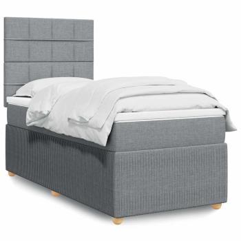 ARDEBO.de - Boxspringbett mit Matratze Hellgrau 100x200 cm Stoff