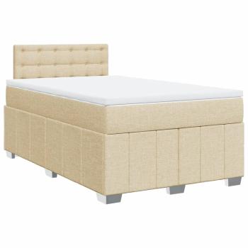 ARDEBO.de - Boxspringbett mit Matratze Creme 120x200 cm Stoff