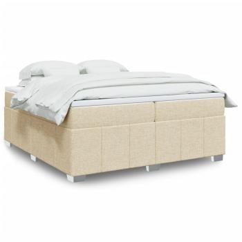 ARDEBO.de - Boxspringbett mit Matratze Creme 200x200 cm Stoff