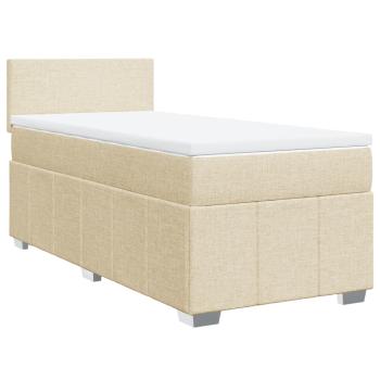 ARDEBO.de - Boxspringbett mit Matratze Creme 100x200 cm Stoff