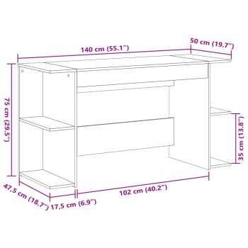 Schreibtisch Sonoma-Eiche 140x50x75 cm Holzwerkstoff
