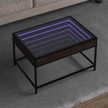 ARDEBO.de - Couchtisch mit Infinity-LED Braun Eichen-Optik 70x50x41 cm
