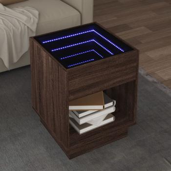 ARDEBO.de - Couchtisch mit Infinity-LED Braun Eichen-Optik 40x40x50 cm