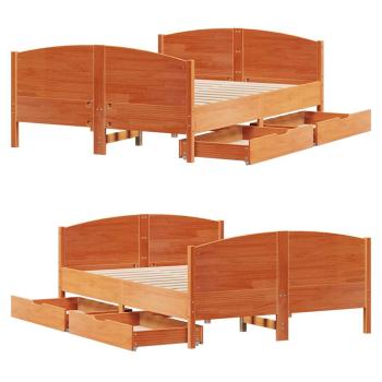 Massivholzbett ohne Matratze Wachsbraun 150x200 cm Kiefernholz
