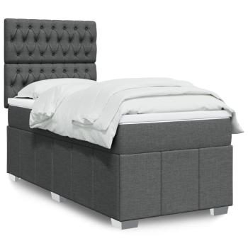 ARDEBO.de - Boxspringbett mit Matratze Dunkelgrau 90x190 cm Stoff