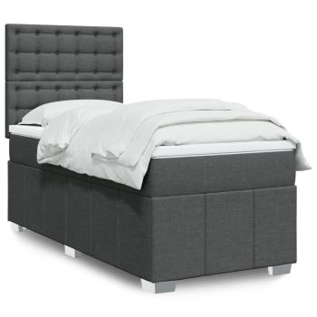 ARDEBO.de - Boxspringbett mit Matratze Dunkelgrau 90x190 cm Stoff