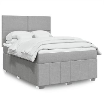 ARDEBO.de - Boxspringbett mit Matratze Hellgrau 140x190 cm Stoff