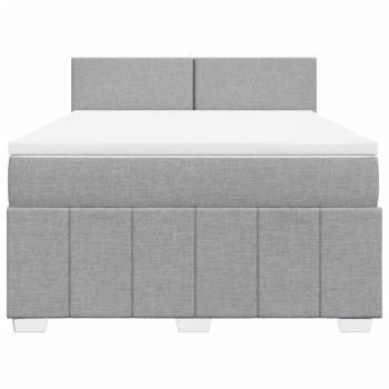 Boxspringbett mit Matratze Hellgrau 140x190 cm Stoff