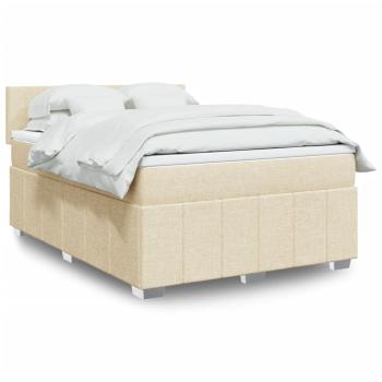 ARDEBO.de - Boxspringbett mit Matratze Creme 140x200 cm Stoff