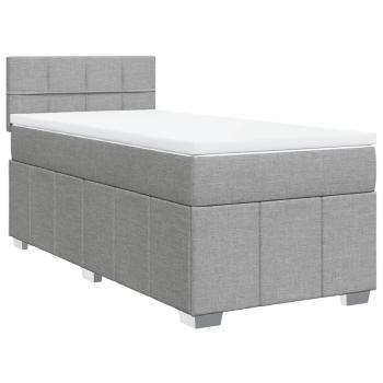 ARDEBO.de - Boxspringbett mit Matratze Hellgrau 100x200 cm Stoff
