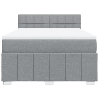 Boxspringbett mit Matratze Hellgrau 140x190 cm Stoff