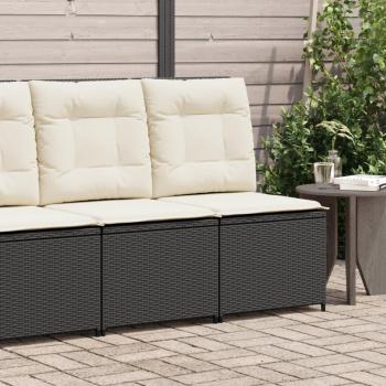 ARDEBO.de - Gartensessel mit Liegefunktion und Kissen Schwarz Poly Rattan