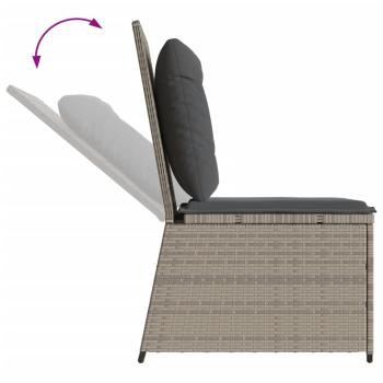 ARDEBO.de - Gartensessel mit Liegefunktion und Kissen Hellgrau Poly Rattan