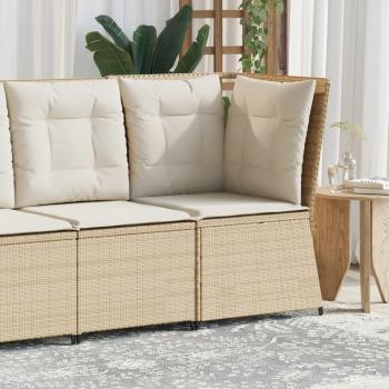 ARDEBO.de - Garten-Ecksofa mit Kissen Beige Poly Rattan
