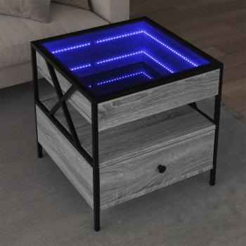 ARDEBO.de - Couchtisch mit Infinity-LED Grau Sonoma 50x50x51 cm