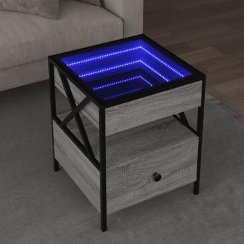 ARDEBO.de - Couchtisch mit Infinity-LED Grau Sonoma 40x40x51 cm