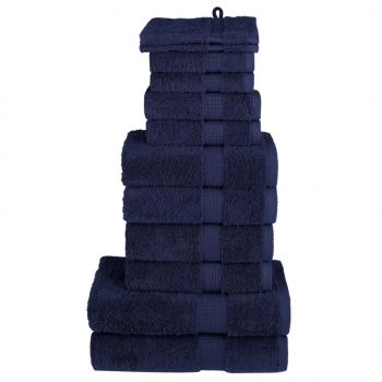 ARDEBO.de - 12 tlg. Premium-Handtuch-Set SOLUND Marineblau 600 g/m²