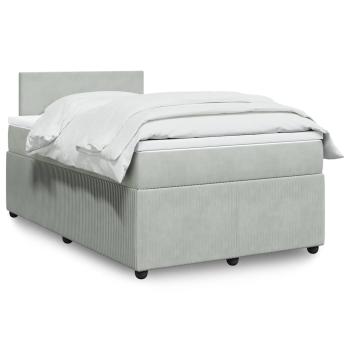 ARDEBO.de - Boxspringbett mit Matratze Hellgrau 120x190 cm Samt