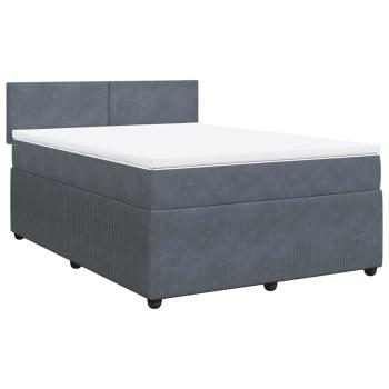 ARDEBO.de - Boxspringbett mit Matratze Dunkelgrau 140x200 cm Samt