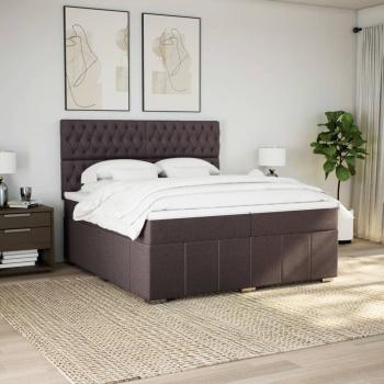 ARDEBO.de - Boxspringbett mit Matratze Dunkelbraun 200x200 cm Stoff