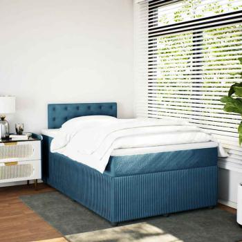 Boxspringbett mit Matratze Blau 120x200 cm Samt