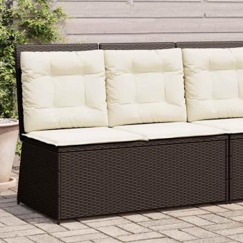 ARDEBO.de - Gartenbank Verstellbar mit Kissen Braun Poly Rattan